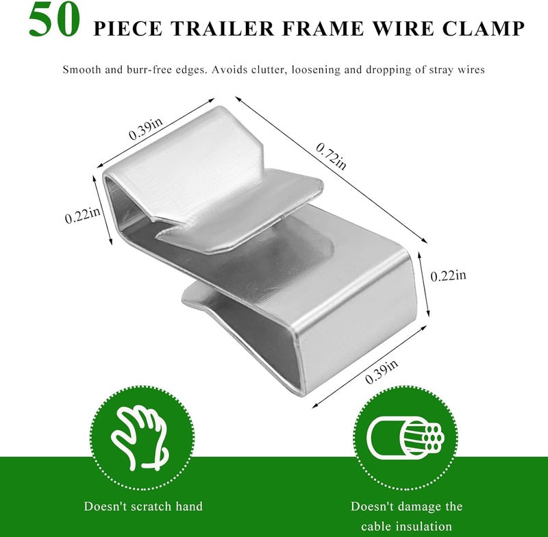 Yourkar 50 PCS Trailer Frame Wire Clips, 0.72"/18mm Steel Trailer Wiring Clips for Automotive Wires Management, Cable Organization for Boat Trailer, Fishing Boat, Car Accessories (50 PCS) - Image 2